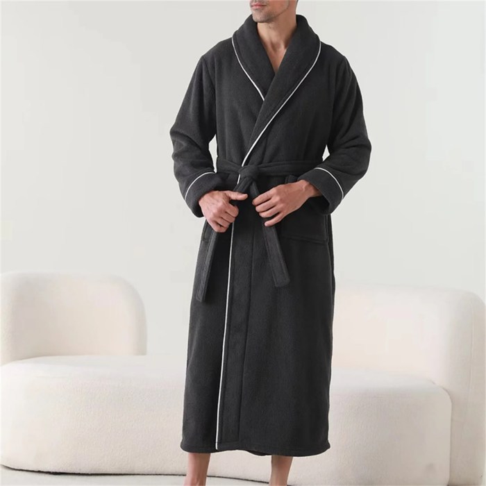 men's plush long bathrobe – soft long sleeve spa robe with belt, warm winter robe for bath & shower comfort Men's Plush Long Bathrobe – Soft Long Sleeve Spa Robe with Belt, Warm Winter Robe for Bath & Shower Comfort 3