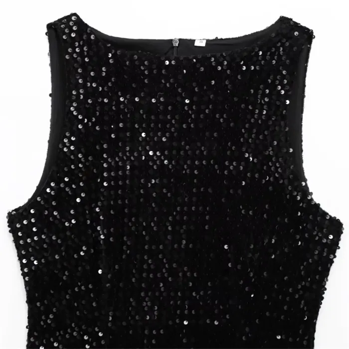 Zach Women's Sequined Feather Embellished Sleeveless Mini Dress 3