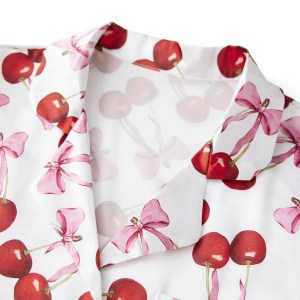 Sweet Dreams Feather Matching Pajamas – Cherry Bow Satin Set for Mommy & Me, Adorable Lapel Tops & Pants for Snuggly Sleepovers! 6