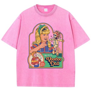 Voodoo Print Distressed Washed T-Shirt – Breathable Summer Tee for Casual Street Fashion 3