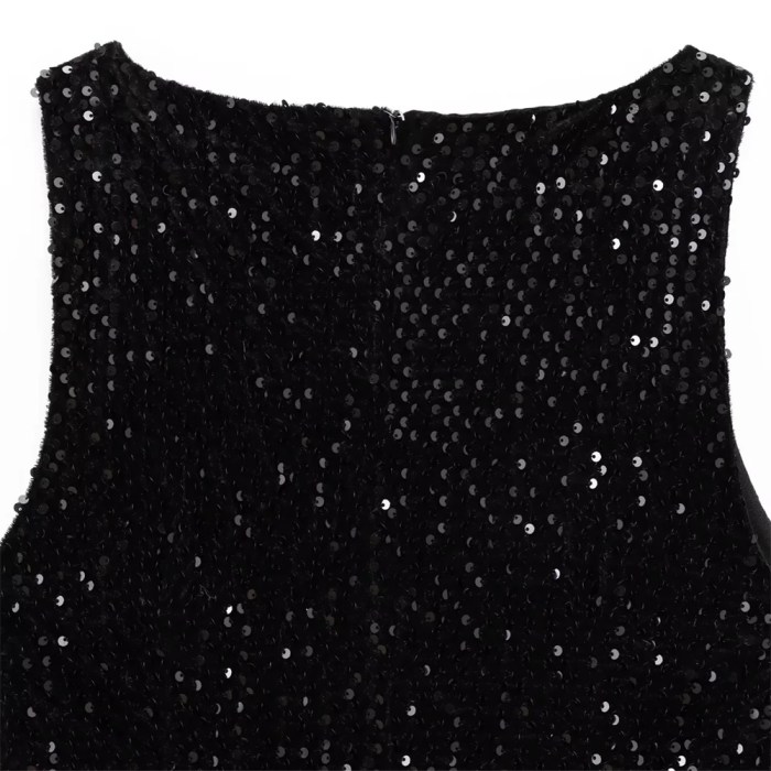Zach Women's Sequined Feather Embellished Sleeveless Mini Dress 5