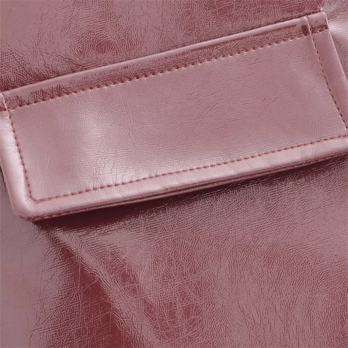 burgundy women's glossy leather a line skirt – high waist, side zipper, flap pocket detail, chic & stylish Burgundy Women's Glossy Leather A-Line Skirt – High Waist, Side Zipper, Flap Pocket Detail, Chic & Stylish 5