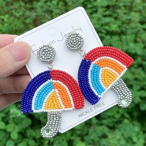 rainbow beaded umbrella & ice cream love statement earrings – boho jewelry for women & girls Rainbow Beaded Umbrella & Ice Cream Love Statement Earrings – Boho Jewelry for Women & Girls 3