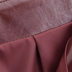 Burgundy Women's Glossy Leather A-Line Skirt – High Waist, Side Zipper, Flap Pocket Detail, Chic & Stylish 4