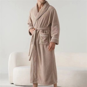 Men's Plush Long Bathrobe – Soft Long Sleeve Spa Robe with Belt, Warm Winter Robe for Bath & Shower Comfort 4