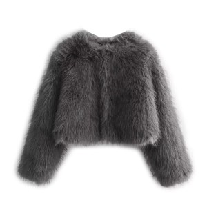 Zach Ailsa Women's Winter New Collection Solid Color Premium Texture Solid Color Round Neck Long Sleeve Fury Coat Fury Jacket 3