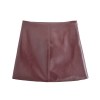burgundy women's glossy leather a line skirt – high waist, side zipper, flap pocket detail, chic & stylish Burgundy Women's Glossy Leather A-Line Skirt – High Waist, Side Zipper, Flap Pocket Detail, Chic & Stylish 2