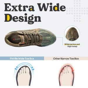 FitVille Men's Walking Shoes – Extra Wide, Lightweight Sneakers with Arch Support 4