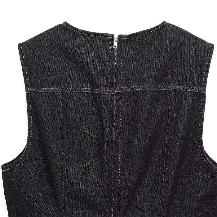 Zach Women's Fashion Sleeveless Denim Effect Mini Dress 5