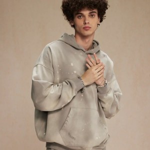 Tie-Dye Stained Ink Holes Worn Hoodie – Distressed Casual Hoodie with Unique Design