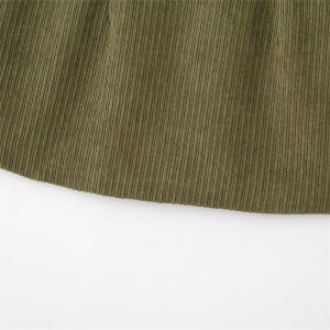 Women's Olive Green Corduroy Mini Skirt – Retro Style, Low Waist, Slim A-Line with Side Zipper and Hip Wrap Detail 5