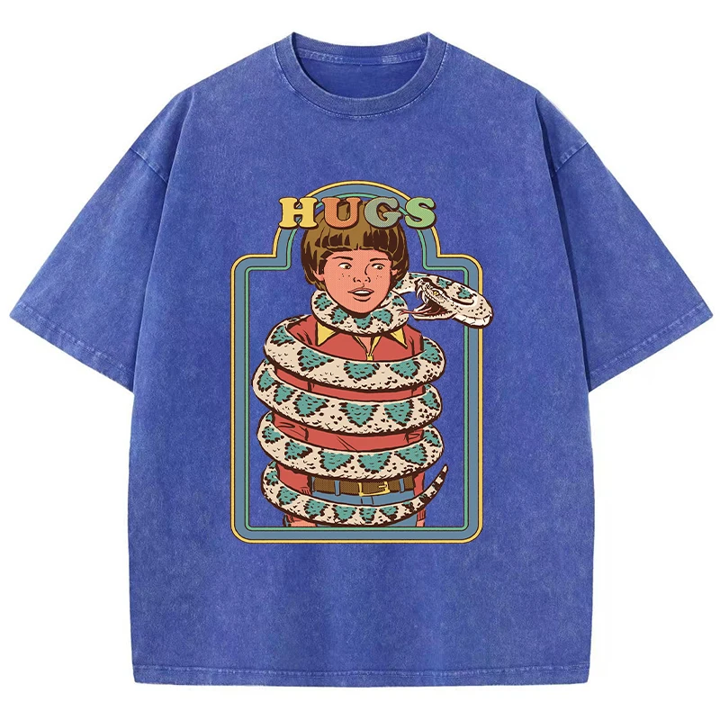 Entangled by Snakes Print Women's T-Shirt – Hip Hop Style, Breathable Washed Casual Tee for Streetwear & Summer Fashion