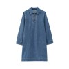 Zach Women's Casual Lapel Denim Dress – Autumn Long Sleeve with Half-Zipper Placket