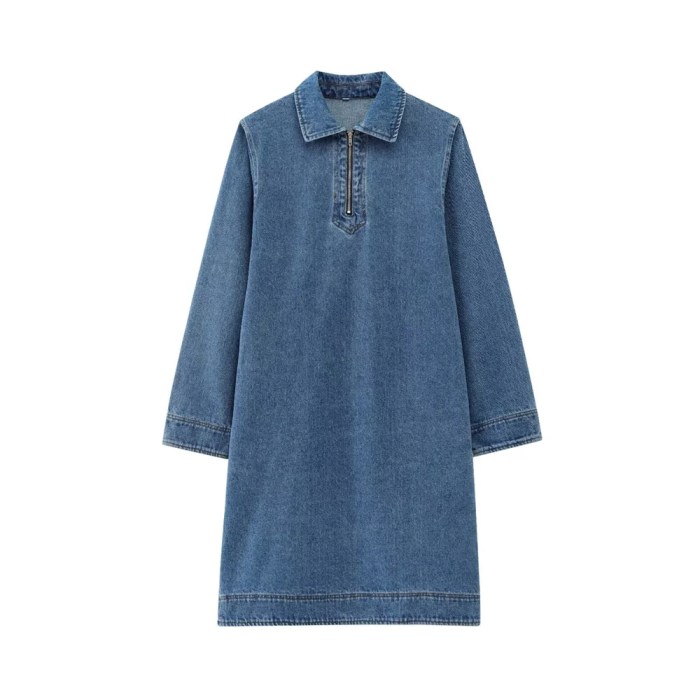 Zach Women's Casual Lapel Denim Dress – Autumn Long Sleeve with Half-Zipper Placket