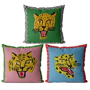 Cute Cartoon Tiger Cushion Cover Autumn Jungle Home Decoration Pillowcase Animal Sofa bedroom Cushion Cover Linen Pillowcase 1