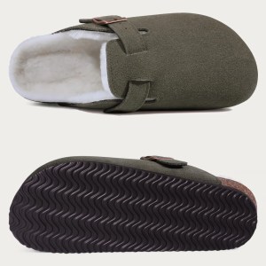 Suede Clogs – Unisex Mules with Cork Footbed, Arch Support, Non-Slip Outdoor Beach Slippers & Home Shoes 4