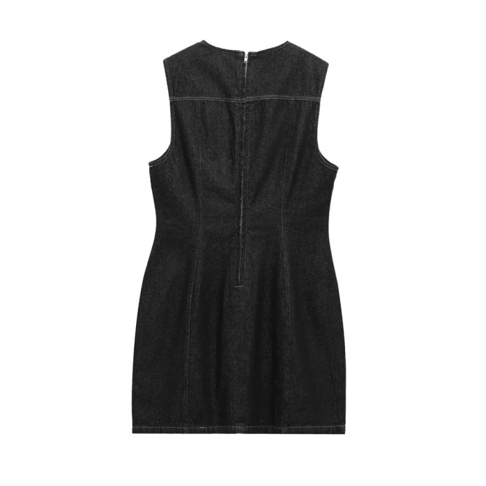 Zach Women's Fashion Sleeveless Denim Effect Mini Dress 2