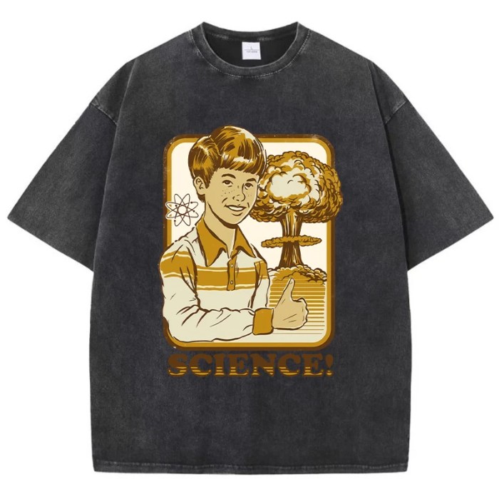 science print women's washed t shirt – soft, breathable cotton tee for summer street fashion Science Print Women's Washed T-Shirt – Soft, Breathable Cotton Tee for Summer Street Fashion 5