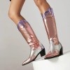 Fashion Pointed Toe Western Cowgirl Boots with High Thick Heels 6