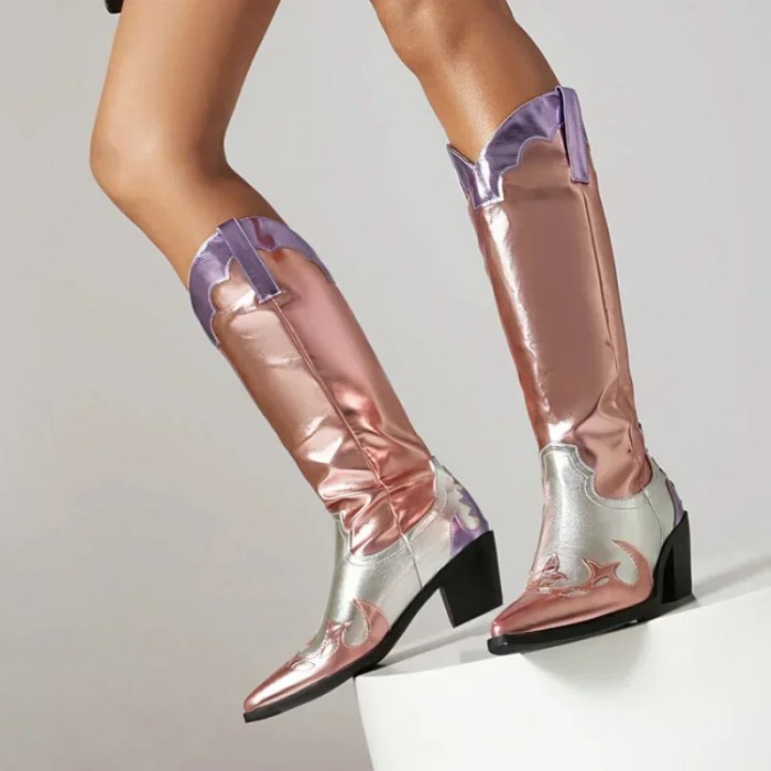 Fashion Pointed Toe Western Cowgirl Boots with High Thick Heels 6