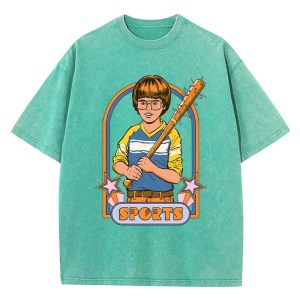 Sports Boy Women's Washed T-Shirt – Breathable Cotton Short Sleeve Tee for Casual Street Fashion