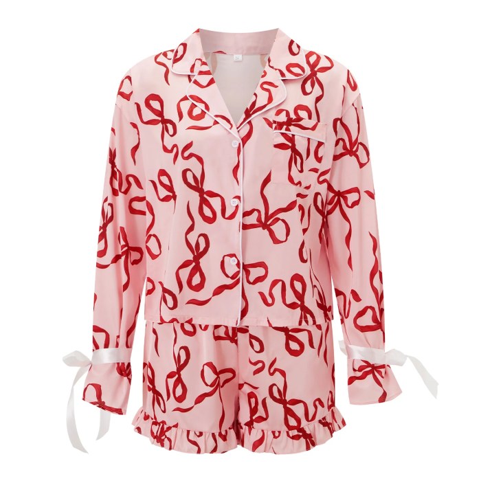 women's satin bow pajama set – long sleeve lapel button up top & shorts, 2 piece sleepwear set for cozy nights Women's Satin Bow Pajama Set – Long Sleeve Lapel Button-Up Top & Shorts, 2-Piece Sleepwear Set for Cozy Nights 2
