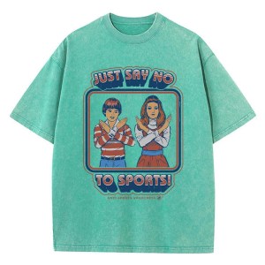 Just Say No to Sports Washed T-Shirt – Loose, Distressed Casual Tee 5