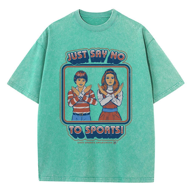 Just Say No to Sports Washed T-Shirt – Loose, Distressed Casual Tee 5