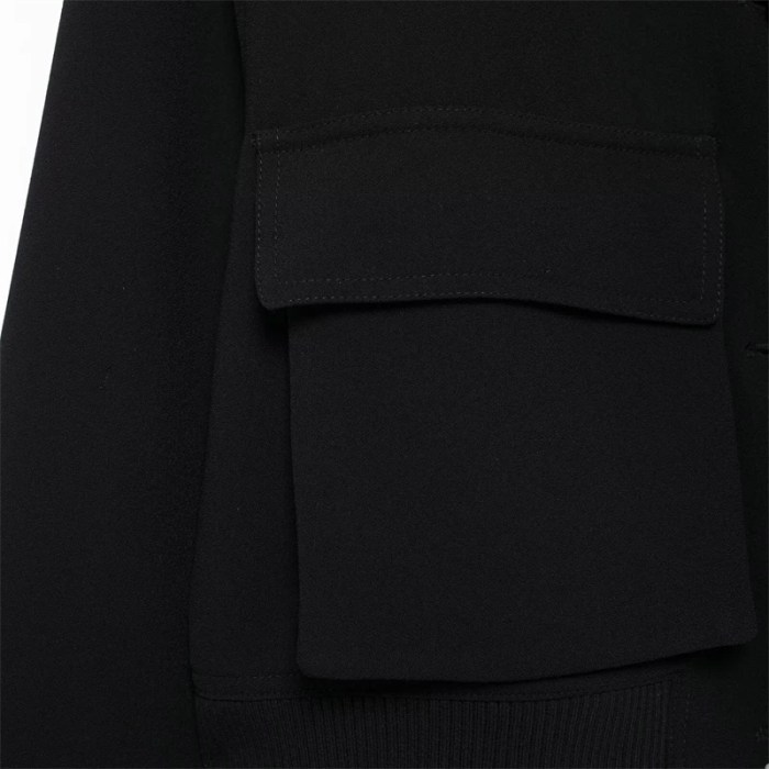Women's Black Bright Line Loose Cropped Jacket – Safari Style, Single Breasted Blazer with Flap Pockets 2