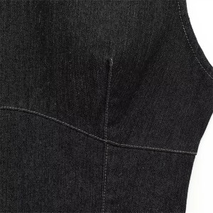 black women's sleeveless denim dress – mini dress Black Women's Sleeveless Denim Dress – Mini Dress 2