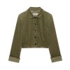 olive green women's short corduroy jacket – retro turn down collar, single breasted, slim fit army blazer olive green women's short corduroy jacket – retro turn down collar, single breasted, slim fit army blazer