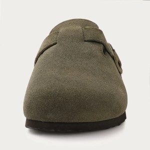 Suede Clogs – Unisex Mules with Cork Footbed, Arch Support, Non-Slip Outdoor Beach Slippers & Home Shoes 2