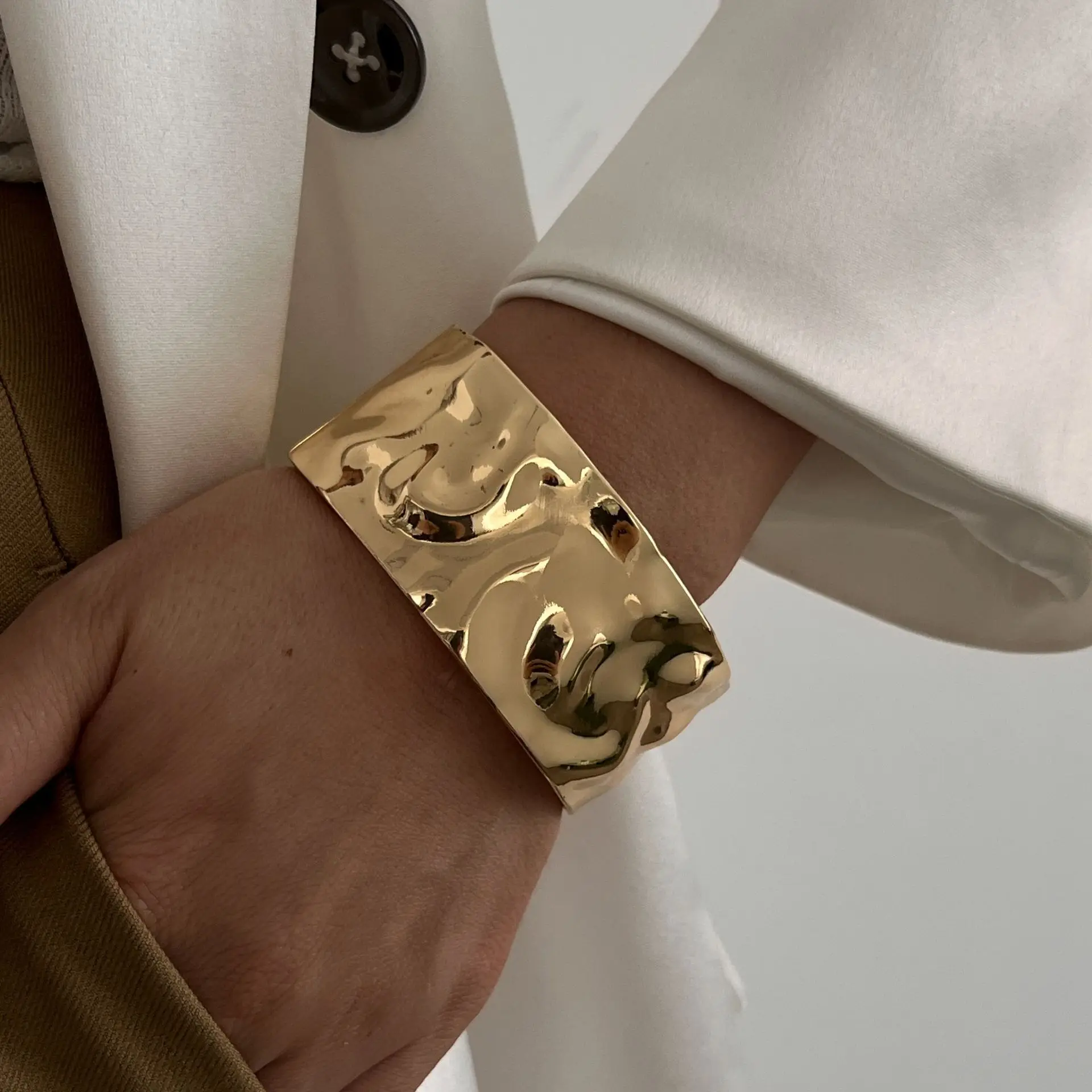 DIAZI Exaggerated Water Drop Bead Metal Cuff Bangle – Punk Wrap Bangle for Women and Men’s Jewelry 4