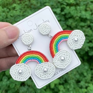 rainbow beaded umbrella & ice cream love statement earrings – boho jewelry for women & girls Rainbow Beaded Umbrella & Ice Cream Love Statement Earrings – Boho Jewelry for Women & Girls 2