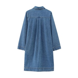 zach women's casual lapel denim dress – autumn long sleeve with half zipper placket Zach Women's Casual Lapel Denim Dress – Autumn Long Sleeve with Half-Zipper Placket 2