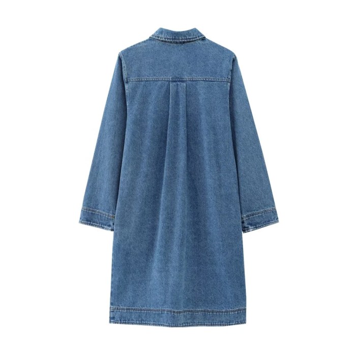 Zach Women's Casual Lapel Denim Dress – Autumn Long Sleeve with Half-Zipper Placket 2