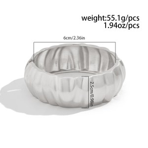 DIAZI Matte Silver Wide Cuff Bangle – Vintage Punk Geometric Bracelet for Men & Women 5