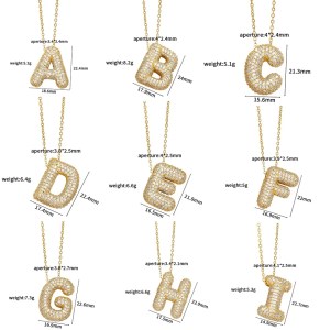 chunky cubic zirconia gold plated bubble alphabet letter necklace – monogram balloon initial pendant, perfect women’s gift Chunky Cubic Zirconia Gold-Plated Bubble Alphabet Letter Necklace – Monogram Balloon Initial Pendant, Perfect Women’s Gift 5