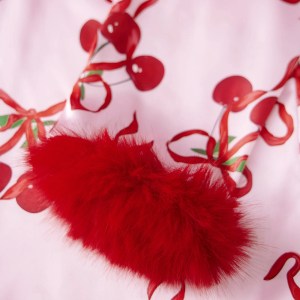 Sweet Dreams Feather Matching Pajamas – Cherry Bow Satin Set for Mommy & Me, Adorable Lapel Tops & Pants for Snuggly Sleepovers! 5