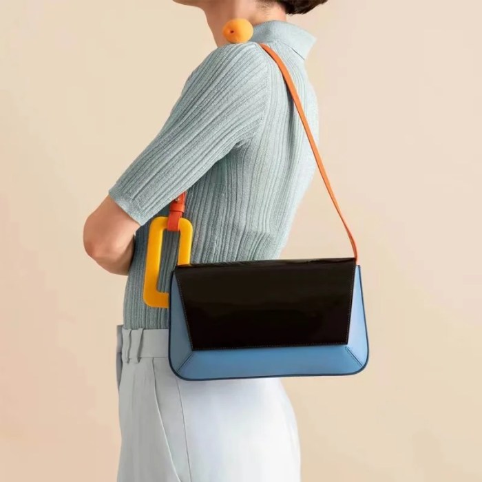 Fashion Panelled Women Shoulder Bags Designer Patchwork Underarm Bag Luxury Pu Leather Handbags Quality Small Flap Famale Purses 1