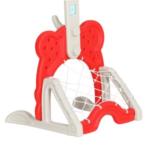 keezi kids basketball hoop stand adjustable 5 in 1 sports center toys set red