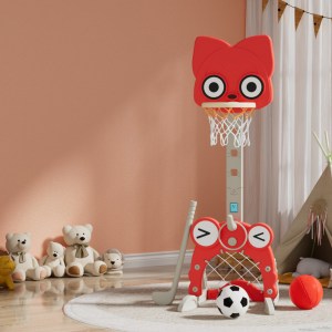 keezi kids basketball hoop stand adjustable 5 in 1 sports center toys set red