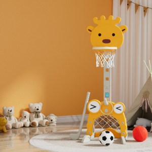 keezi kids basketball hoop stand adjustable 5 in 1 sports center toys set yellow keezi kids basketball hoop stand adjustable 5 in 1 sports center toys set yellow