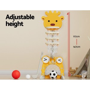 keezi kids basketball hoop stand adjustable 5 in 1 sports center toys set yellow keezi kids basketball hoop stand adjustable 5 in 1 sports center toys set yellow