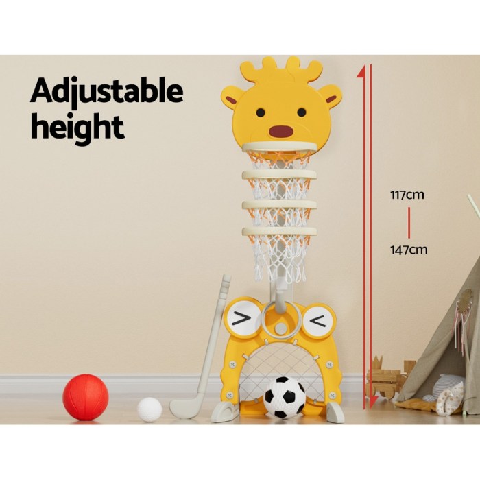 keezi kids basketball hoop stand adjustable 5 in 1 sports center toys set yellow keezi kids basketball hoop stand adjustable 5 in 1 sports center toys set yellow