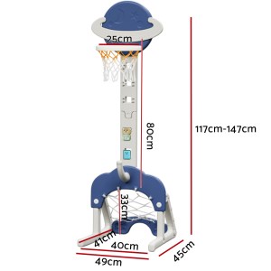 keezi kids basketball hoop stand adjustable 6 in 1 sports center toys set blue