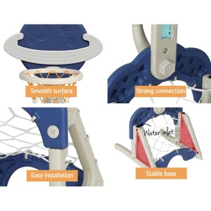 keezi kids basketball hoop stand adjustable 6 in 1 sports center toys set blue