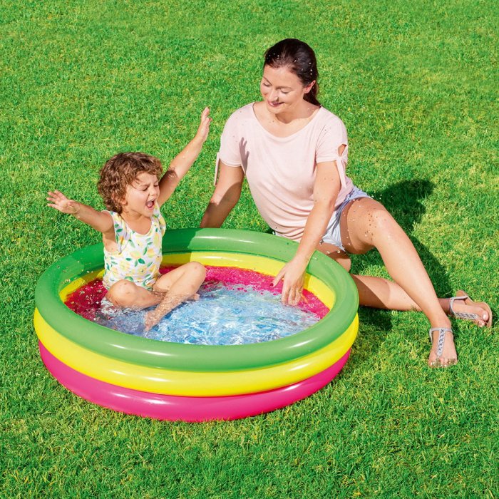 bestway kids inflatable pool above ground round splash pool 102x102x25cm