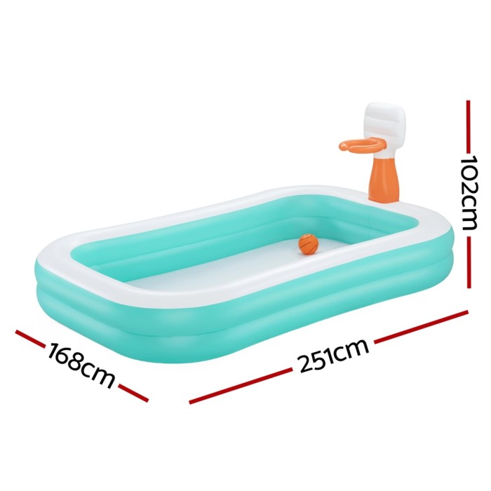 bestway kids inflatable pool above ground play pools basketball hoop 251x168cm