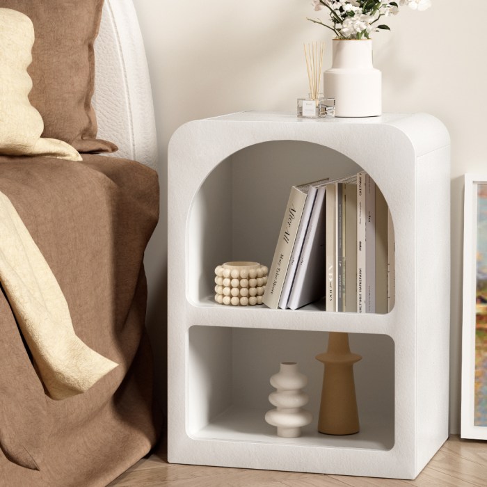 artiss bedside table shelves side end table storage nightstand white arched